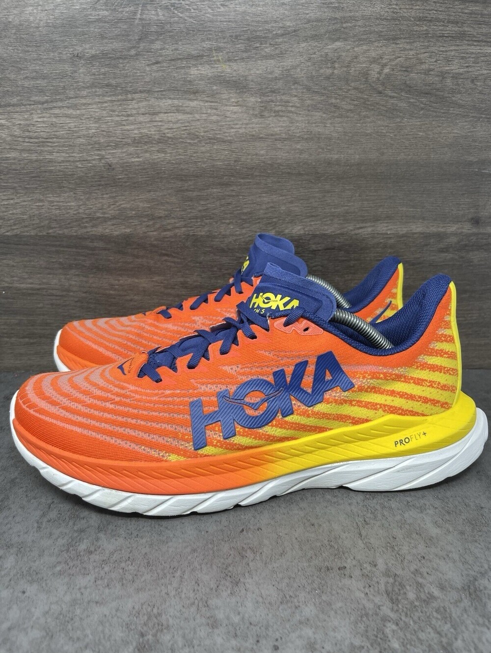 HOKA Mach 5 Running Shoes Mens Size 11 Orange Blue One One